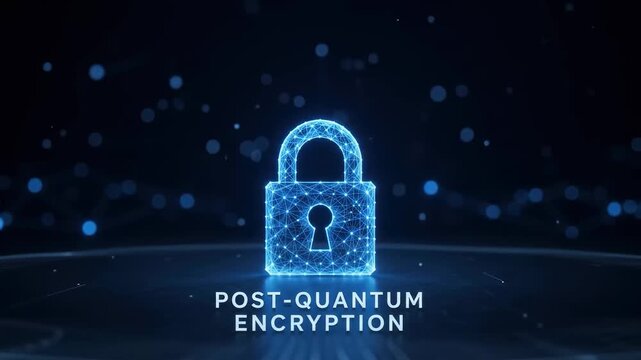 Post-Quantum Encryption Padlock Icon on Dark Background
