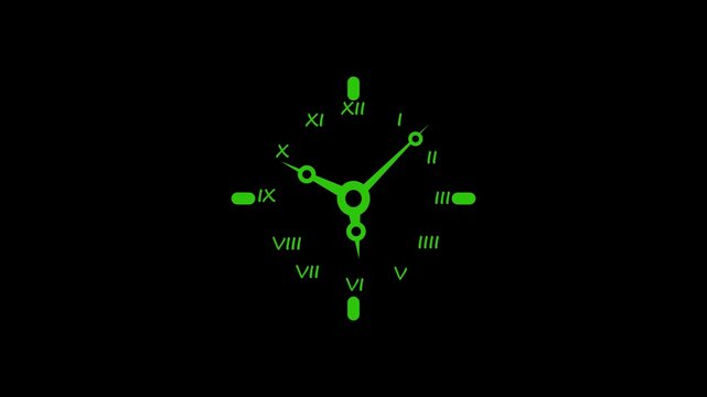 Minimal analog clock face with roman numerals and hands animation