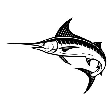 Swordfish illustration a detailed black silhouette marlin billfish