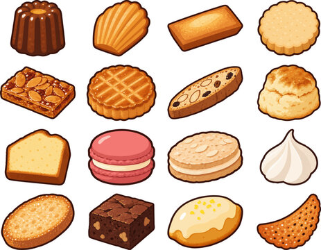 焼き菓子16種類のイラストセット
