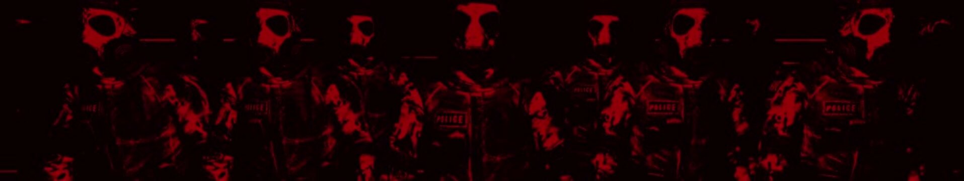 UltraWide HD Police Soldiers With Gas Masks 06