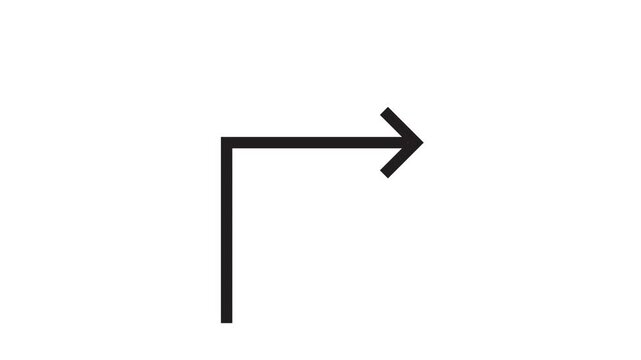 Minimalist black arrow drawing animation on isolated white background for motion graphic.
