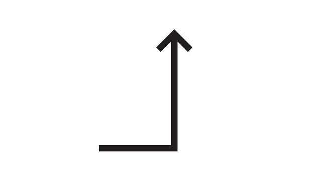 Animated black arrow line chart growth pointing upward against simple white background art.
