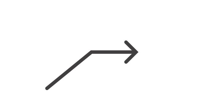Animated bent line arrow icon drawing on white background minimalist digital motion graphic.