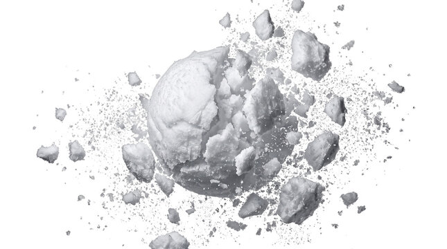 Exploding white snowball blast isolated on transparent background
