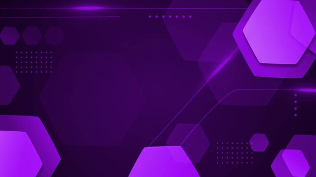 Abstract geometric background with hexagon shapes glowing lines and modern tech style animation
