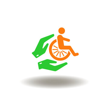 Vector illustration of hands palms disabled care. Symbol of reasonable accomodation.