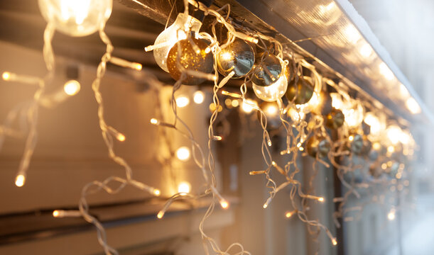 Festive lights create a warm holiday atmosphere