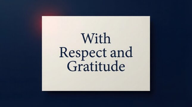 Elegant minimalist veterans day greeting card with respect and gratitude typography on crisp beige paper background.