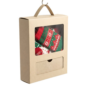 Christmas Socks Packaging Mockup Isolated On Transparent Background