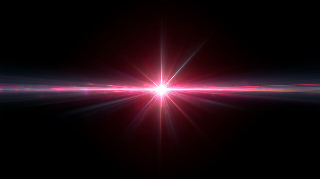 Bright Pink Lens Flare Light Beam on Black Background,abstract light background