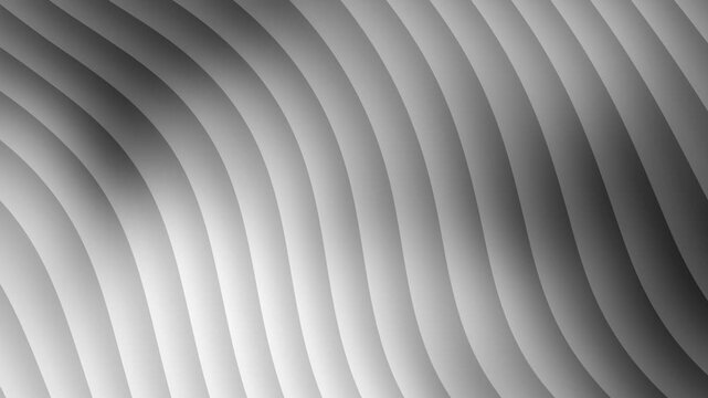 Abstract grayscale background with smooth curved vertical stripes in wave motion.