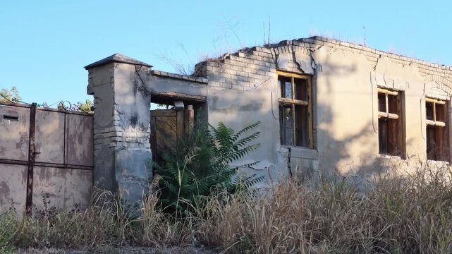 Abandoned and deteriorating house in rural Serbia