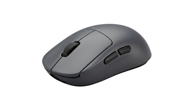 Wireless computer mouse peripheral electronic accessory isolated in grey studio photography on transparent background