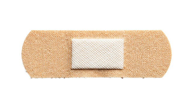 Adhesive bandage medical plaster strip isolated studio shot with soft lighting on transparent background