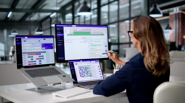 Human Resources Manager Reviews Staff Scheduling On Laptop