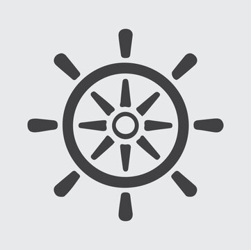 Simple ship steering wheel icon for nautical navigation