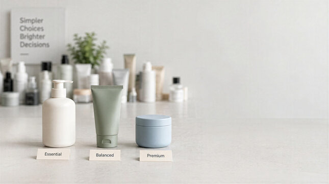 Product choice simplification offering essential balanced premium options