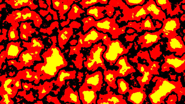 Abstract lava texture with yellow, red, and black organic shapes
