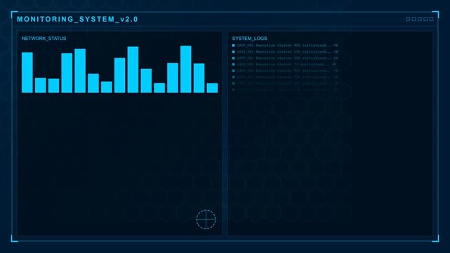 Digital cybersecurity network monitoring dashboard with real time system data