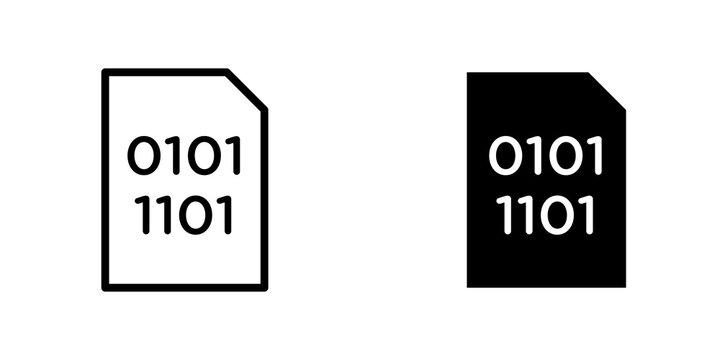 File Binary icon flat outline in black