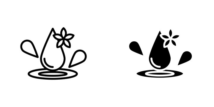 Essentials oil drop icon flat outline in black