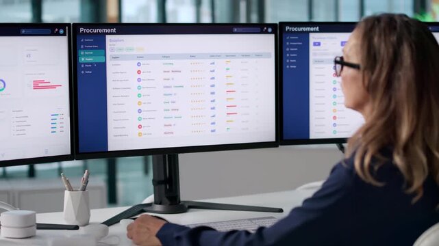 Procurement Manager Reviews Supplier Bids On Computer