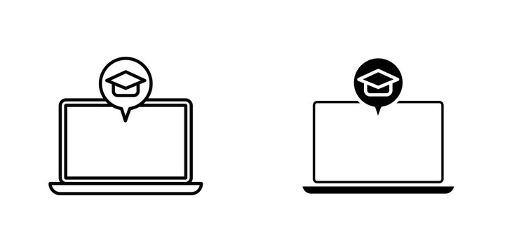 E learning icon flat outline in black