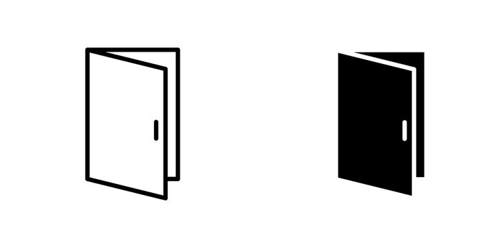 Door open icon flat outline in black
