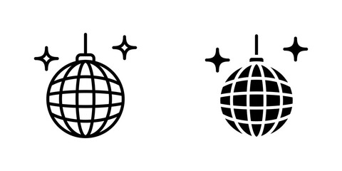 Disco ball icon flat outline in black © ramsey
