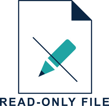 Read-Only File Icon, Document Illustration with Pencil Symbol. File Management Concept, Digital Security Design