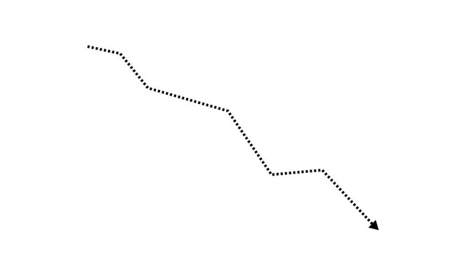 Minimalist Dotted Downward Graph Arrow Animation with Business Market Loss Financial Trend Drop Indicator