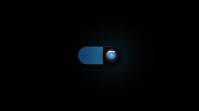 Interactive ui toggle switch animation with glowing blue activation effect for digital interfaces and app