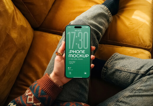 Lifestyle Phone Mockup PSD Template With Handheld Device Screen