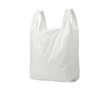 Empty white plastic shopping bag isolated on transparent background