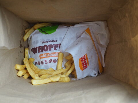 Burger King Whopper Fries in Paper Takeout Bag