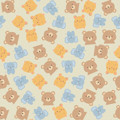 Fototapeta premium Seamless pattern with cute cartoon animals for baby nursery decor