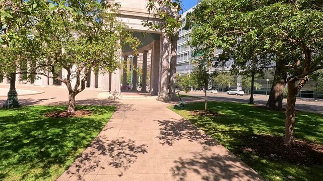Footage of the Voorhies Memorial in downtown Denver Colorado USA