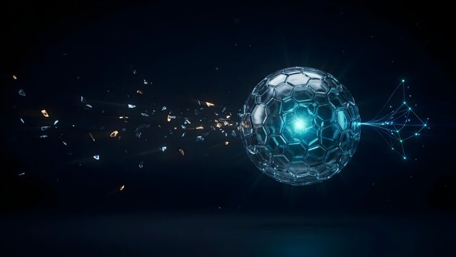 Abstract enterprise data receiving contextual meaning through artificial intelligence, raw disconnected information particles entering a central context engine