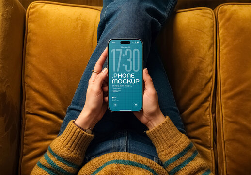 Vertical Smartphone Screen Mockup For Branding Social Media