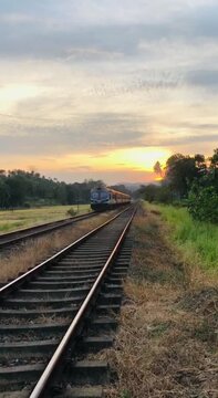 railway in the sunset