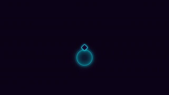 Futuristic cyan hud interface circles and diamond elements pulsating