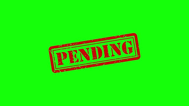 Red pending rubber stamp effect on green screen background, for business approval, and status updates