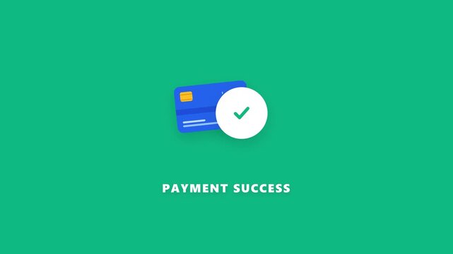 Animated credit card with checkmark showing payment success