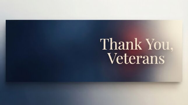 Veteran honor sign features blue gradient background with serif typography honoring soldiers for national holiday events.