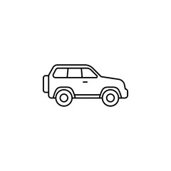Obraz premium Minimalist line icon of a side view suv or offroad vehicle with transport automotive transportation minimalist