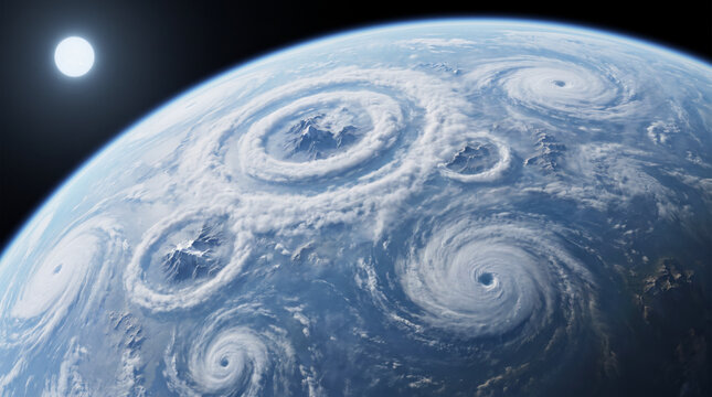 Multiple Giant Storms on a Distant Ocean Planet