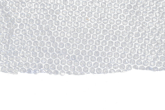 Transparent plastic bubble wrap overlay with rounded air pockets for protective packaging, shipping, cushioning, and isolated background design