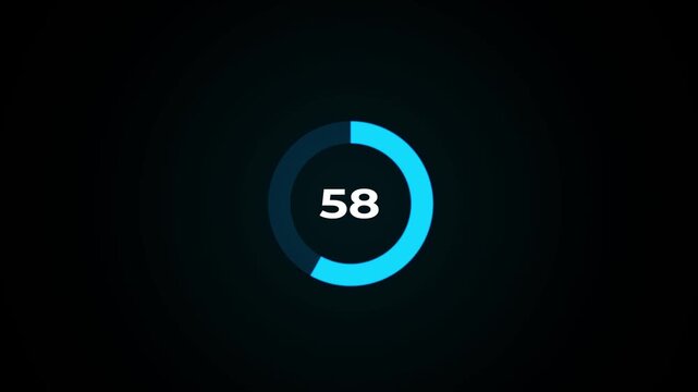 Circle countdown timer animation. 85 second countdown timer animation. 85 to 0 seconds countdown timer with analog clock icon animation on transparent background.4k footage video animation.