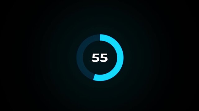 Circle countdown timer animation. 80 second countdown timer animation. 80 to 0 seconds countdown timer with analog clock icon animation on transparent background.4k footage video animation.